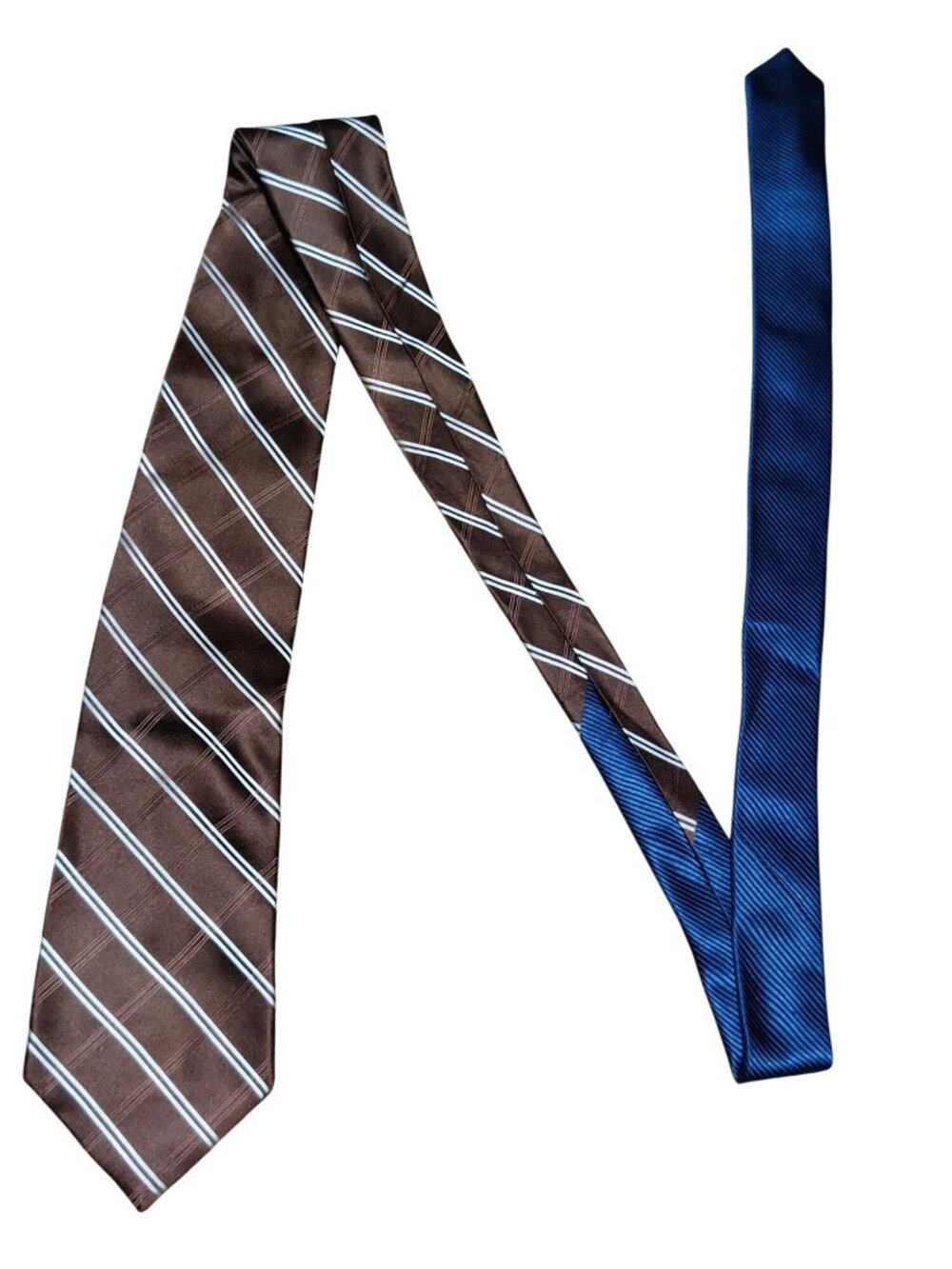 Tommy Hilfiger Vintage Necktie Brown Blue Striped Plaid Preppy 100% Silk Y2K - Picture 3 of 12